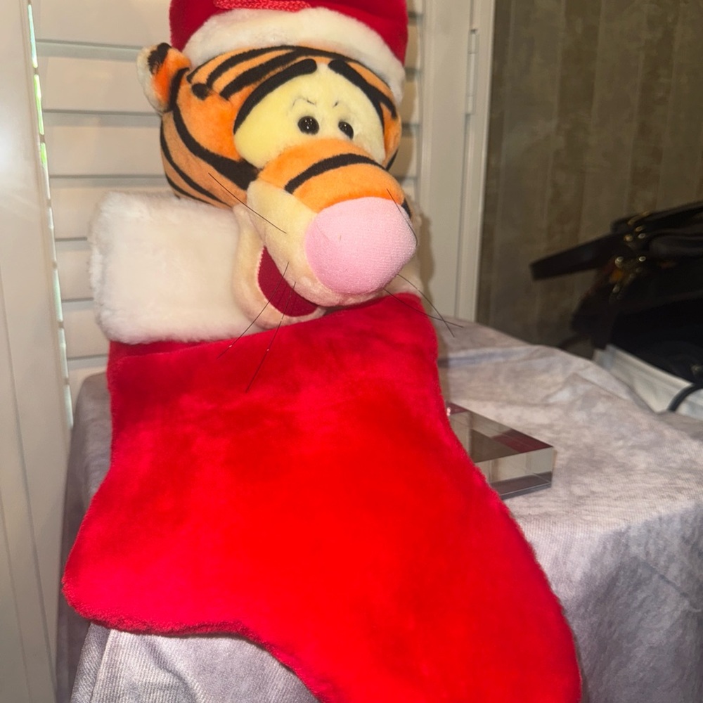Vintage Disney Tigger Red and White Holiday‎ Stocking new